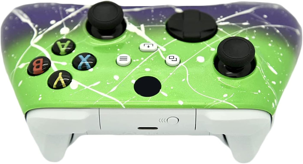 Hand Airbrushed Fade Custom Controller Compatible with Series X/S & One (Series X/S Purple & Green White Drip)