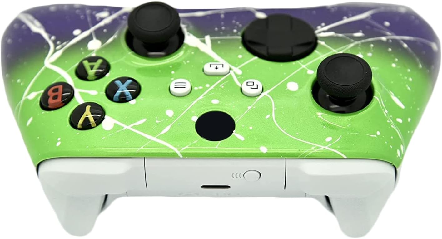 Hand Airbrushed Fade Custom Controller Compatible with Series X/S & One (Series X/S Purple & Green White Drip)