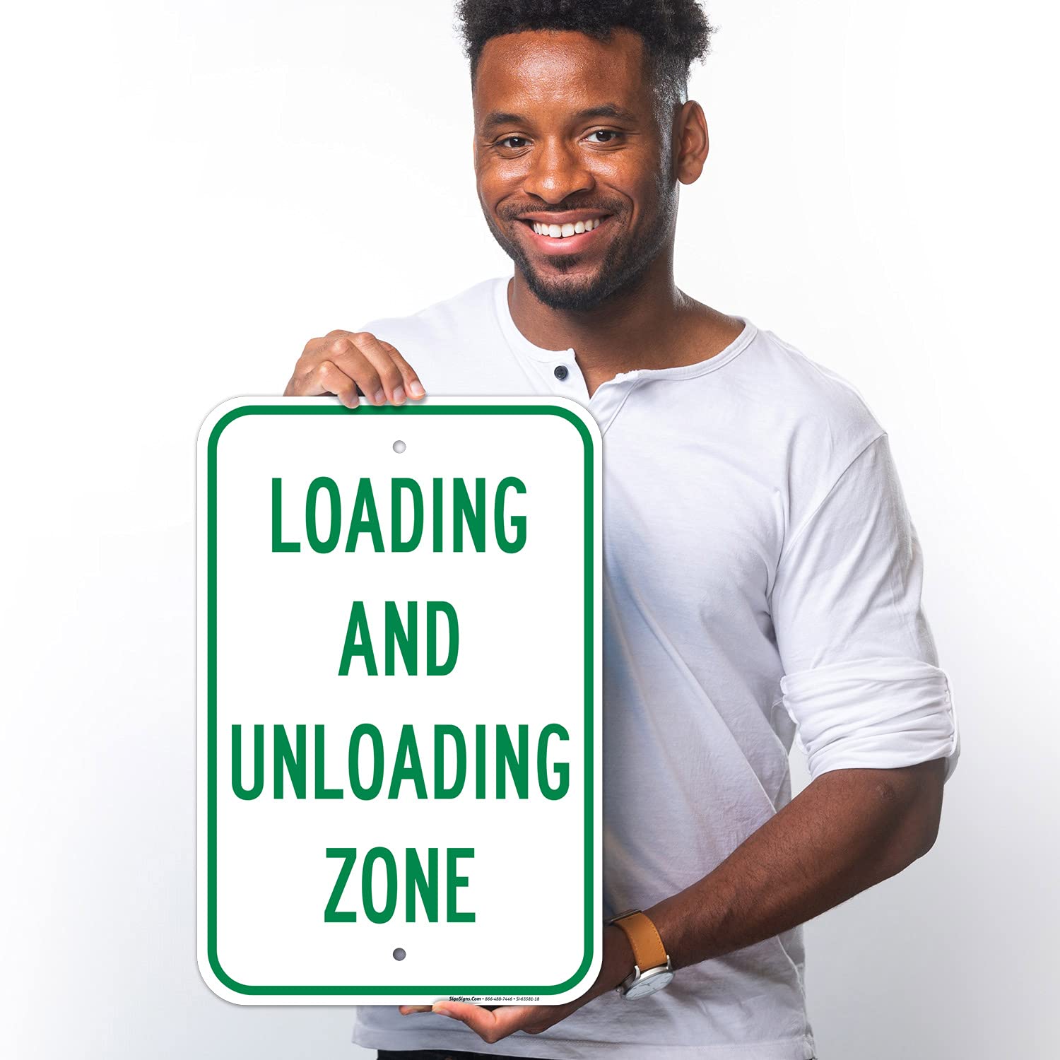 Loading and Unloading Zone Sign, 12x18 Inches, Rust Free .063 Aluminum, Fade Resistant, Made in USA