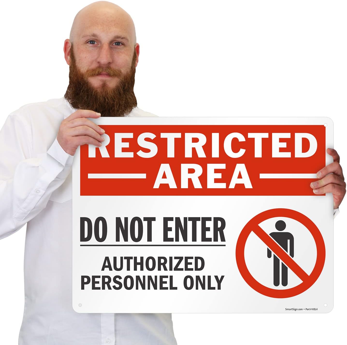 SmartSign 18 x 24 inch “Restricted Area - Do Not Enter, Authorized Personnel Only” Sign with Symbol, Digitally Printed, 55 mil HDPE Plastic, Red, White and Black, Made in USA