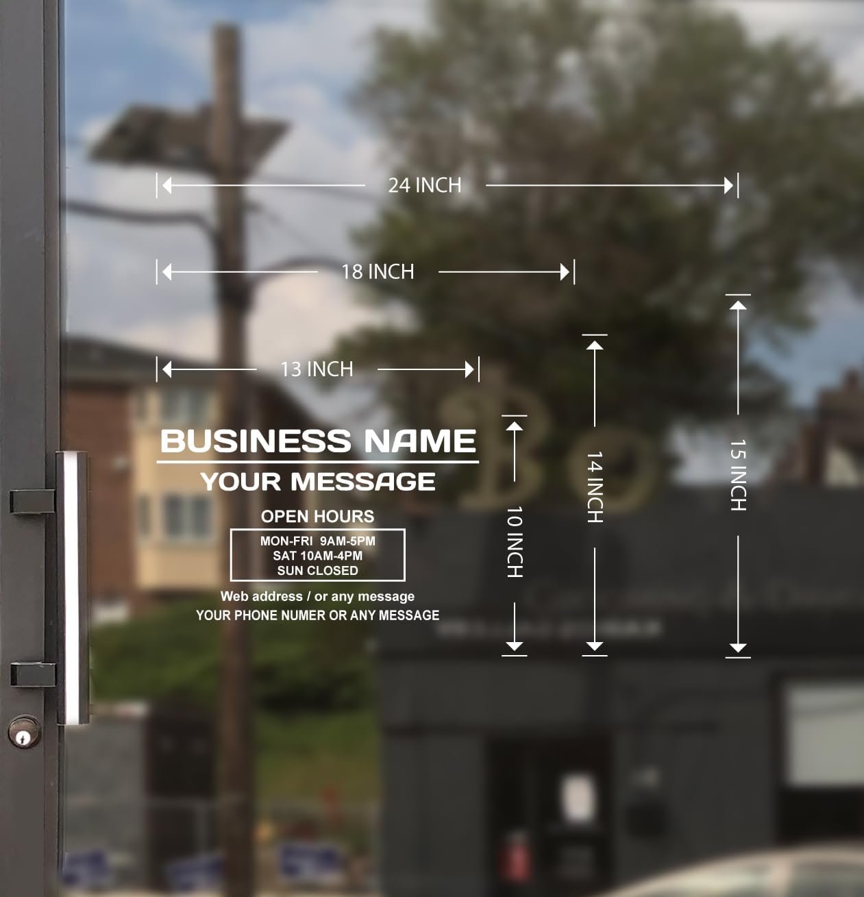 Business Hours Sign for Window – Two Title Lines (Two Lines)