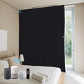 SmartWings Automatic Curtain Opener with Drapery, Motorized Vertical Blinds with Remote, Electric Closet Doors Sliding Panels Compatible with Alexa Google Homekit, 90% Blackout Sesame Black