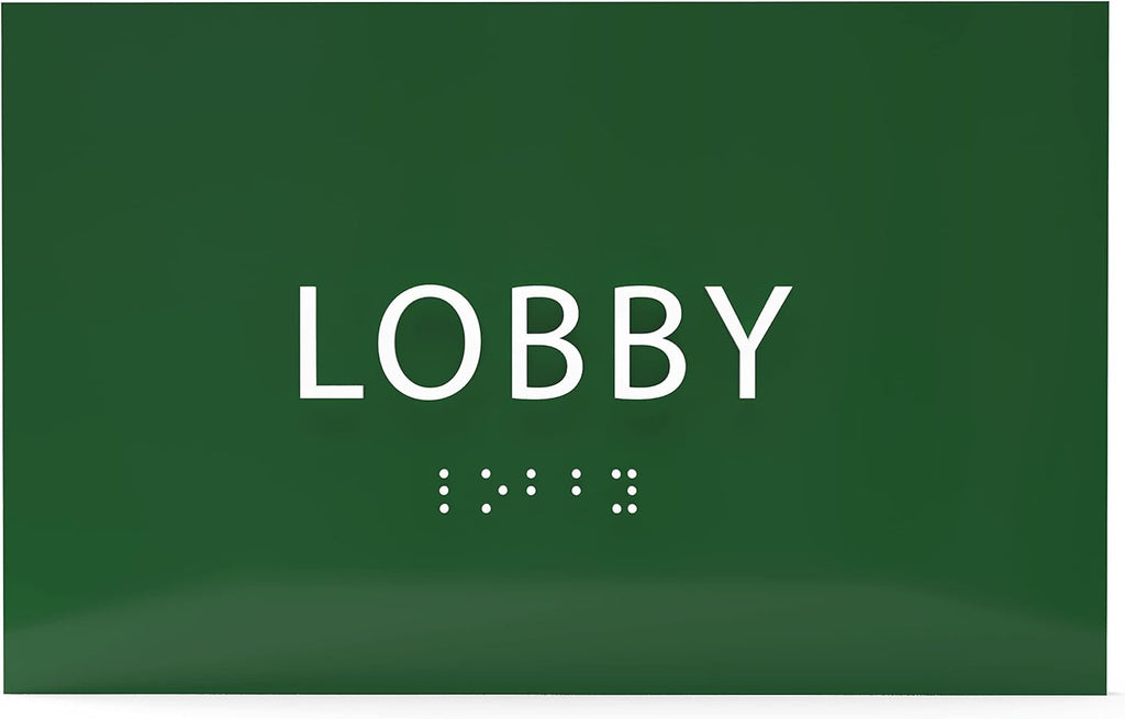 6" X4" Lobby Sign - Tactile Graphics Grade 2 Braille Text Reception Area Sign| Utility ADA Compliant Wall Mount Plastic Signs For Hospital, Offices, Businesses & Apartments