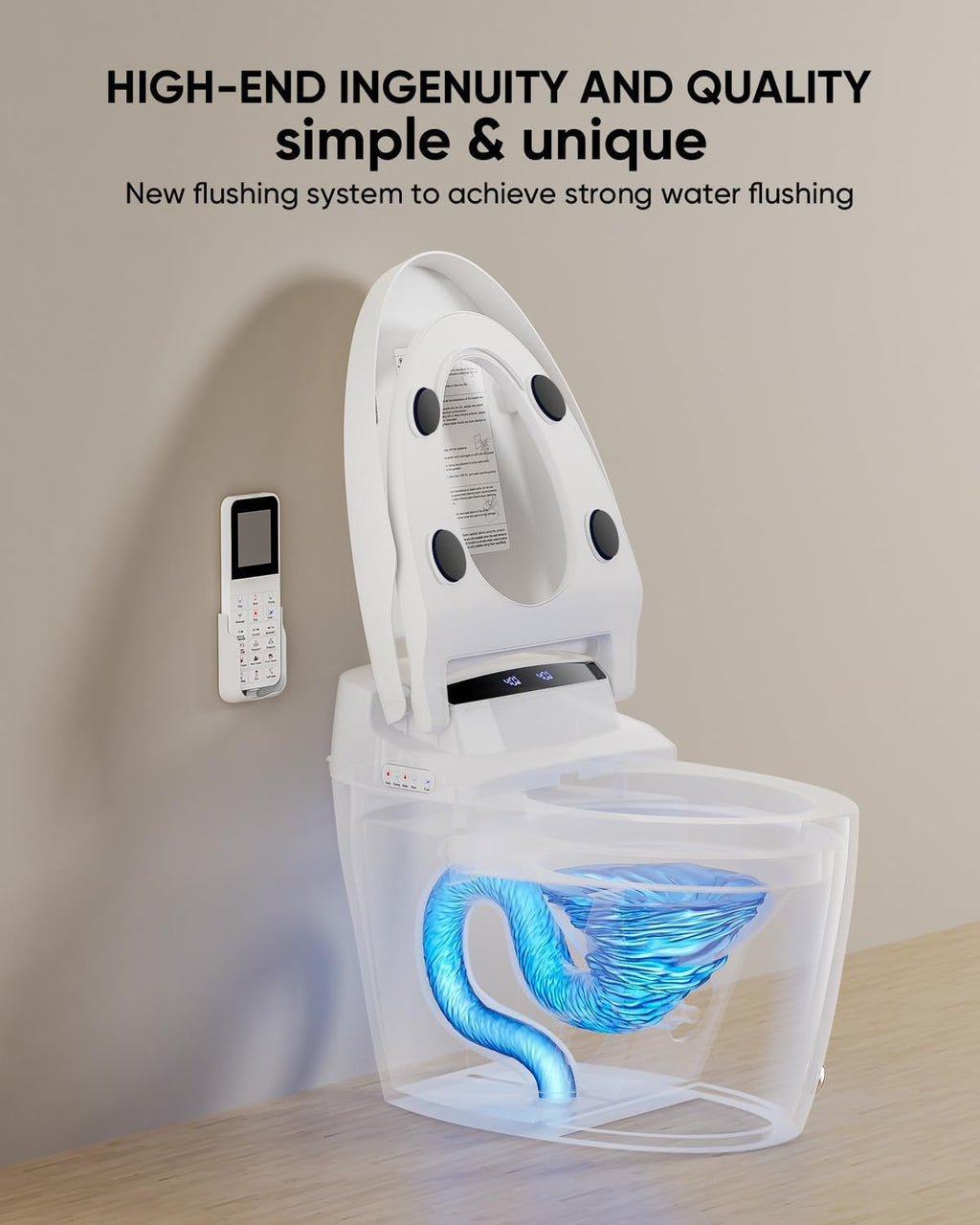 Smart Toilet with Warm Water Sprayer and Dryer, One Piece Bidet Toilet with Auto Dual Flush,Foot Sensor Operation,Heated Seat Smart with Built In Fahrenheit LED Display