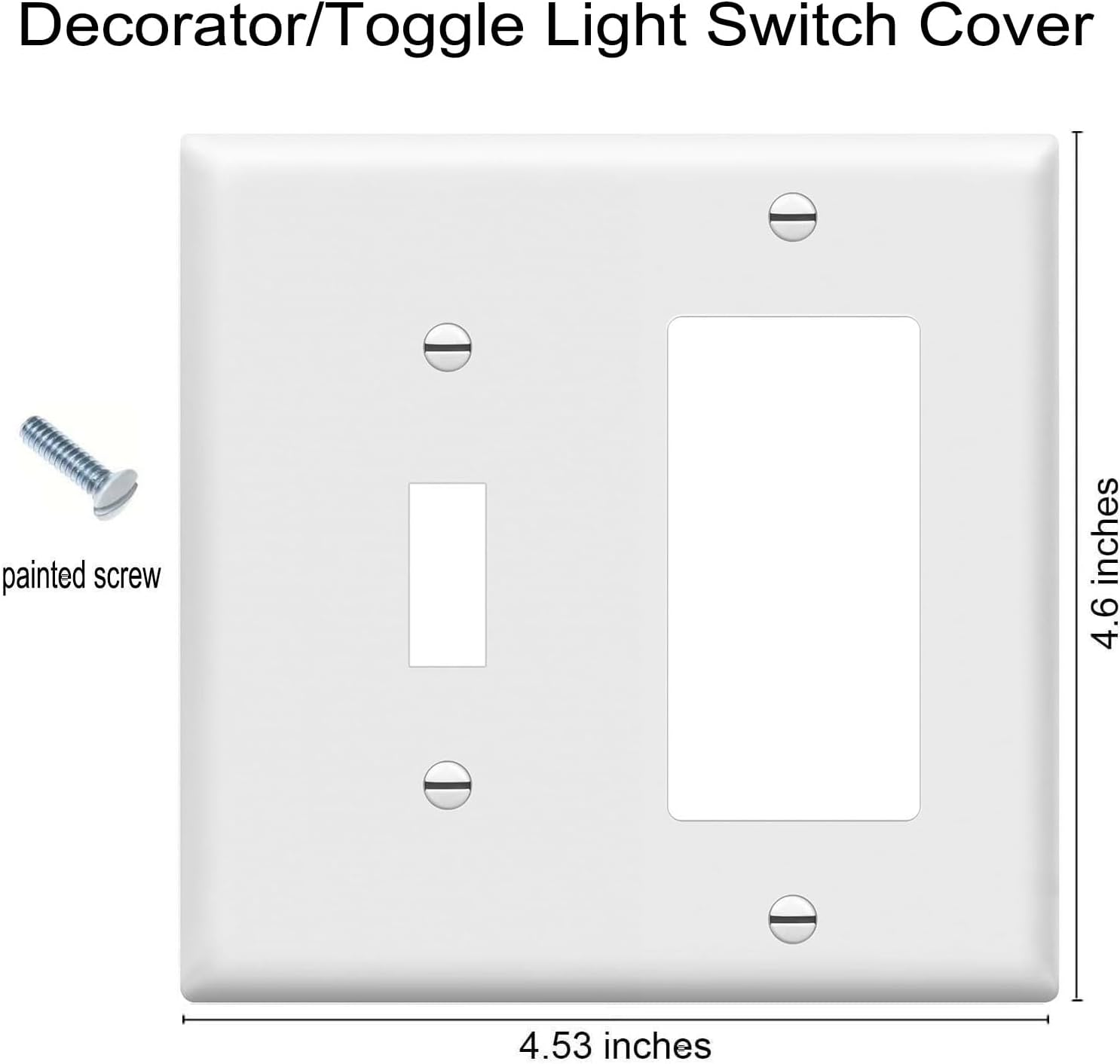 Decorator/Toggle Switch Wall Plates 2-Gang Switch Outlet Electrical Cover Plate Unbreakable Thermoplastic Faceplate for Light Receptacle Outlet Switch, White (4 Pack)