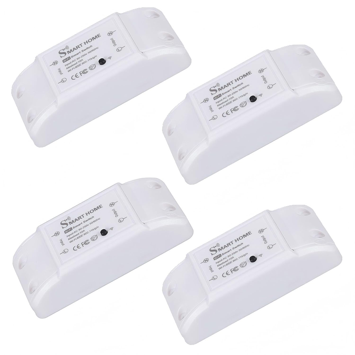 Eversecu WiFi Smart Light Switch 10A Mini DIY Breaker Module, Control by Smart Life/Tuya App, Compatible with Google Home/Alexa Echo(4 Pack)