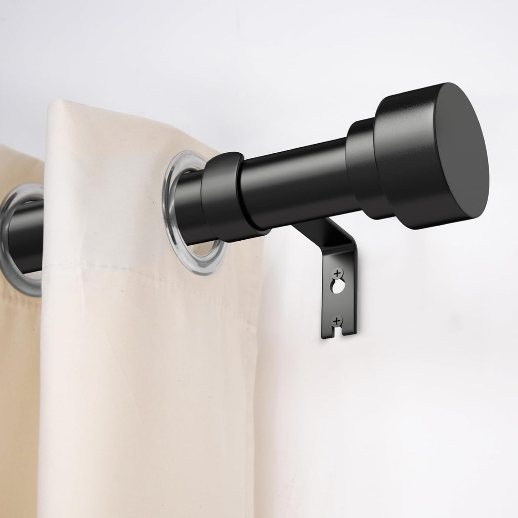 Time Forest Curtain Rods for Windows 32 to 170, 1 Inch Adjustable Black Heavy Duty Long Window Outdoor Curtain Rod for Patio, Modern Drapery Rods with Simple End Caps, Size 32"-170"