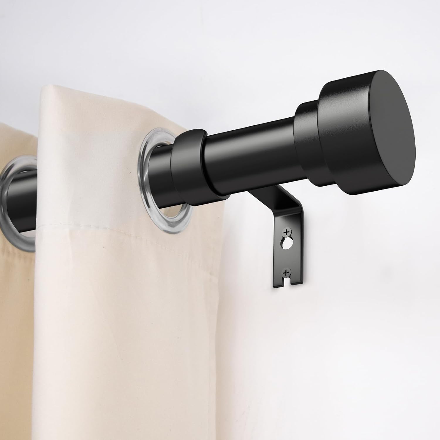 Time Forest Black Curtain Rods for Windows 28 to 48 Inch (2.3-4 Feet), 1 Inch Diameter Adjustable Heavy Duty Curtain Rod, Modern Style Indoor Outdoor Window Drapery Rods with End Caps, Size 32"- 60"