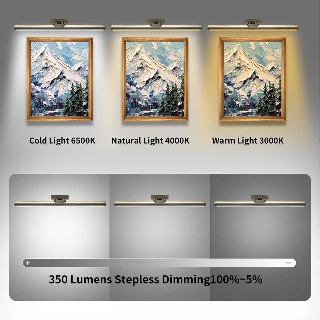 24.4" Wireless Picture Lights, Rechargeable Battery Art Display Light with Remote Control, Dimmable/Timer Off Dartboard Light (Nickel-2Pack)