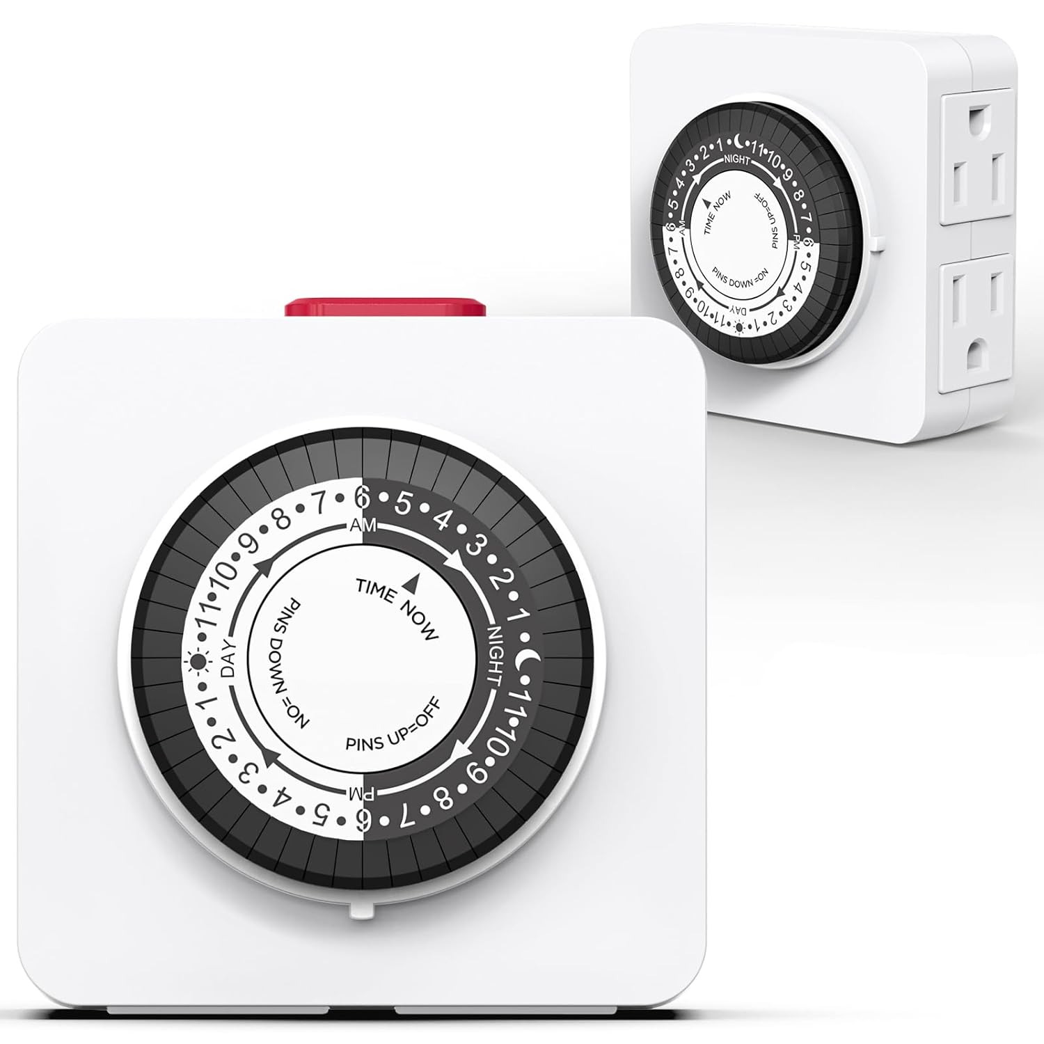 G-ELEK Timers for Electrical Outlets Indoor, 24-Hour Dual Outlet Timer, Christmas Tree Timer Indoor, 3 Prong Light Timers Indoor, Daily Cycle Lamp Timer, 125V 15A, ETL Listed, 2 Pack