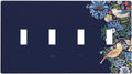 Decorative Light Switch Cover Plate Vintage Blue Morris Strawberry Thief Bird Flower 4 Gang Wall Plate Oversized Quad Toggle Switch Cover Plate Jumbo Faceplate