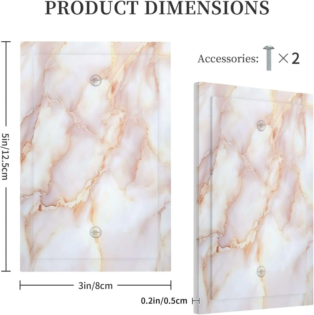 Light Switch Cover Plate Pink Jade Marble Granite 1 Gang No Device Blank Electrical Wall Plates Faceplate Decorative Switch Plate For Bathroom Kitchen Decor