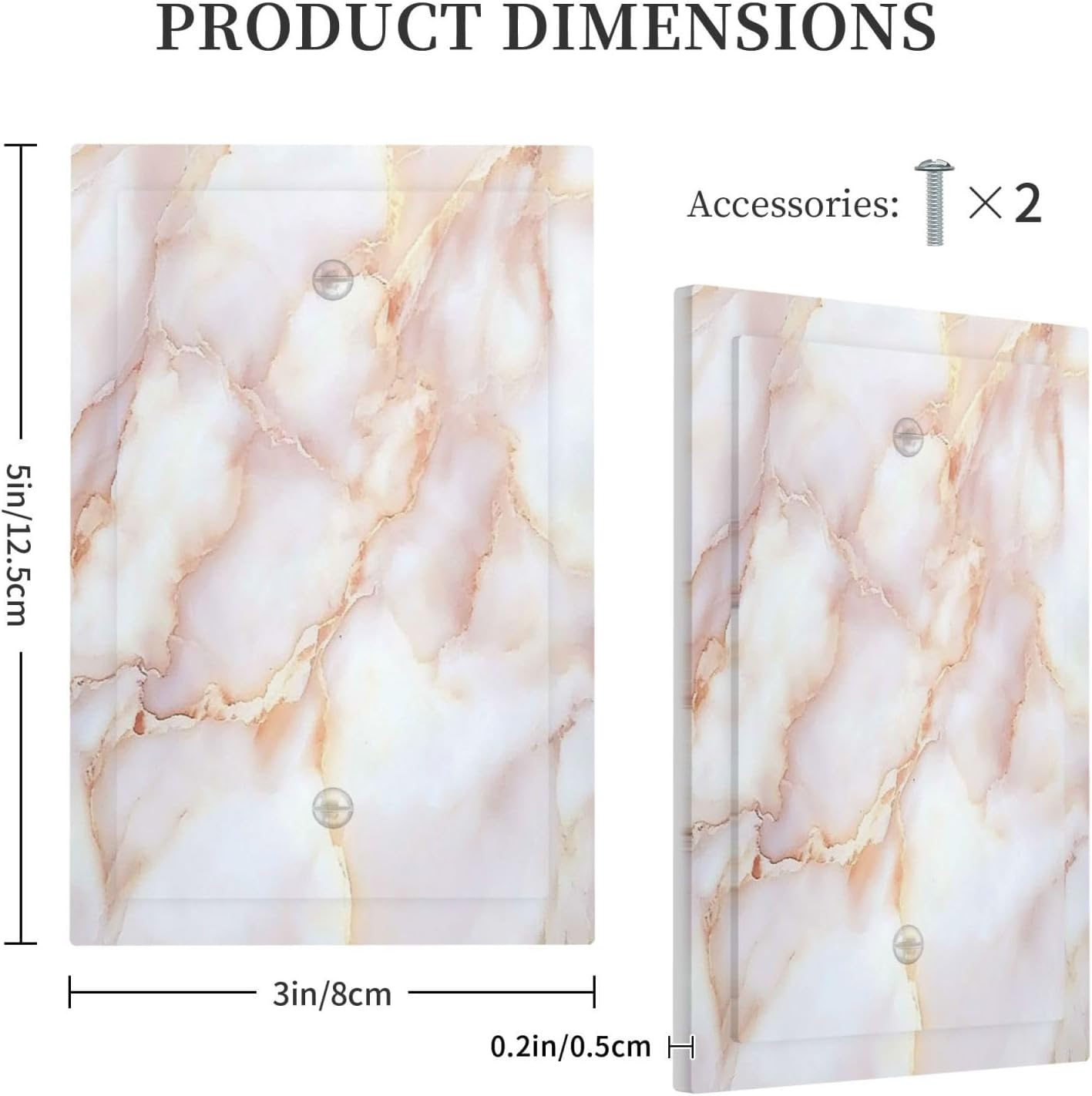 Light Switch Cover Plate Pink Jade Marble Granite 1 Gang No Device Blank Electrical Wall Plates Faceplate Decorative Switch Plate For Bathroom Kitchen Decor