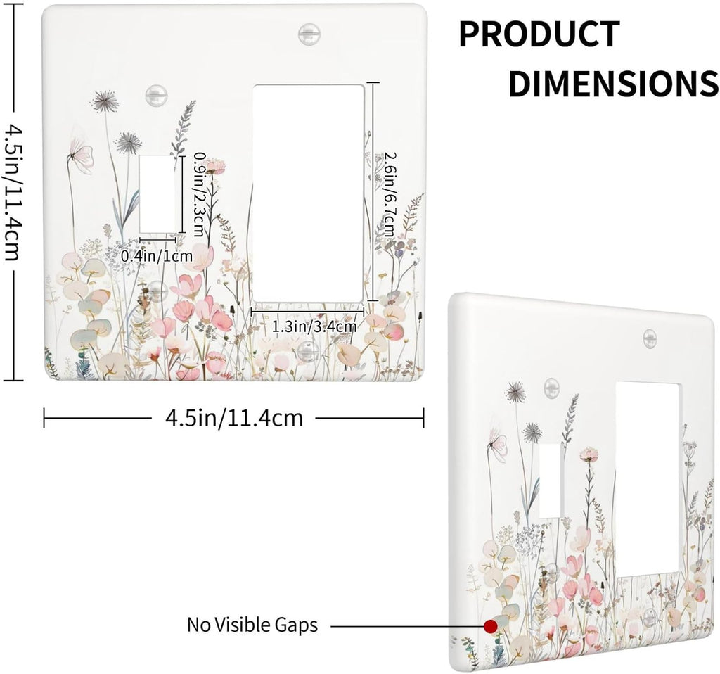 Floral Watercolor Wildflower Dandelion Plant Outlet Covers 1 Toggle 1 Rocker Combination Decorative Wall Plate Electrical Switch Plates Light Switch Cover Plate for Farmhouse Bed Room Decor