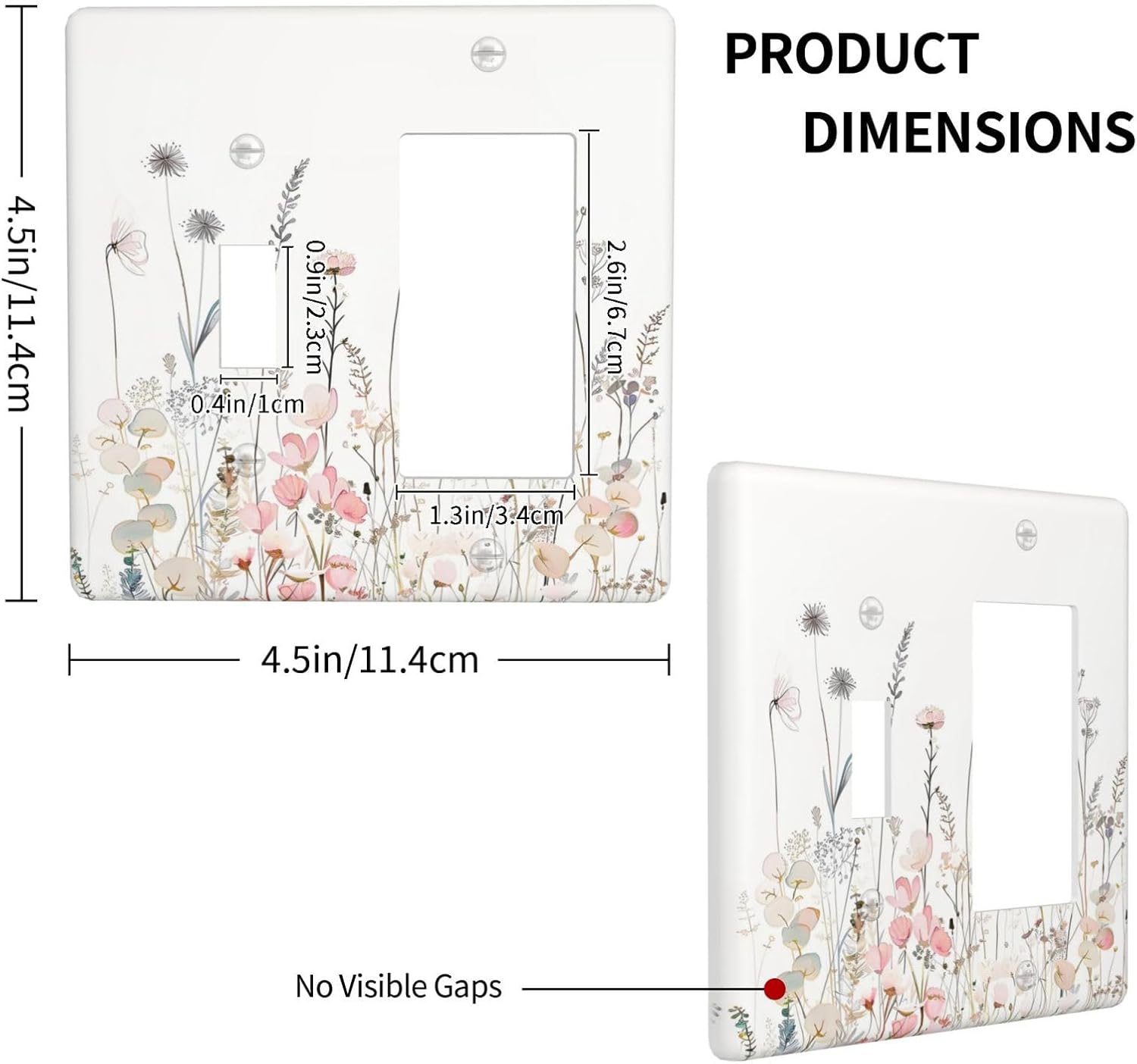 Floral Watercolor Wildflower Dandelion Plant Outlet Covers 1 Toggle 1 Rocker Combination Decorative Wall Plate Electrical Switch Plates Light Switch Cover Plate for Farmhouse Bed Room Decor
