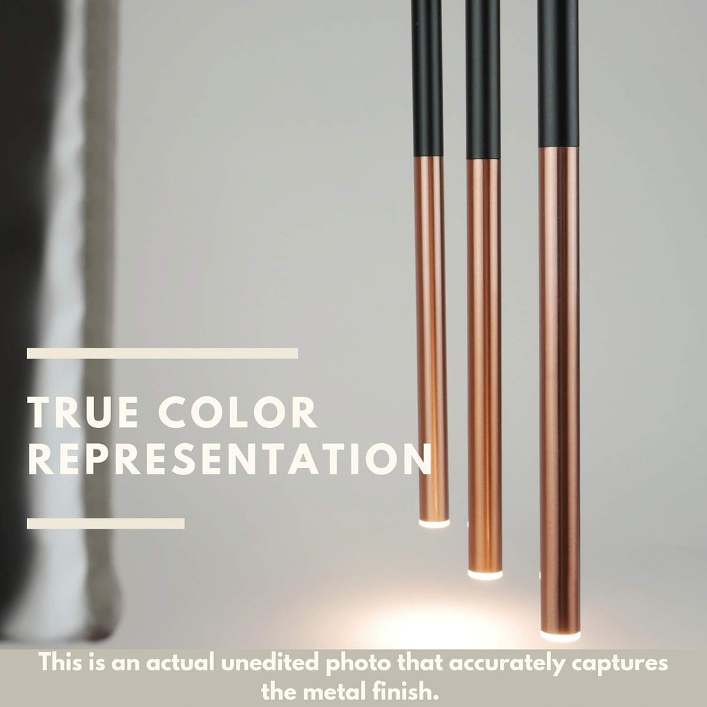 ALTAIR 6 Mini Pendant Lighting Black-Copper - LED Hanging Light Fixture for Kitchen Island, Bar, Foyer - Cluster Pendants - Dimmable, Adjustable Wire, Lamp Bulb Included