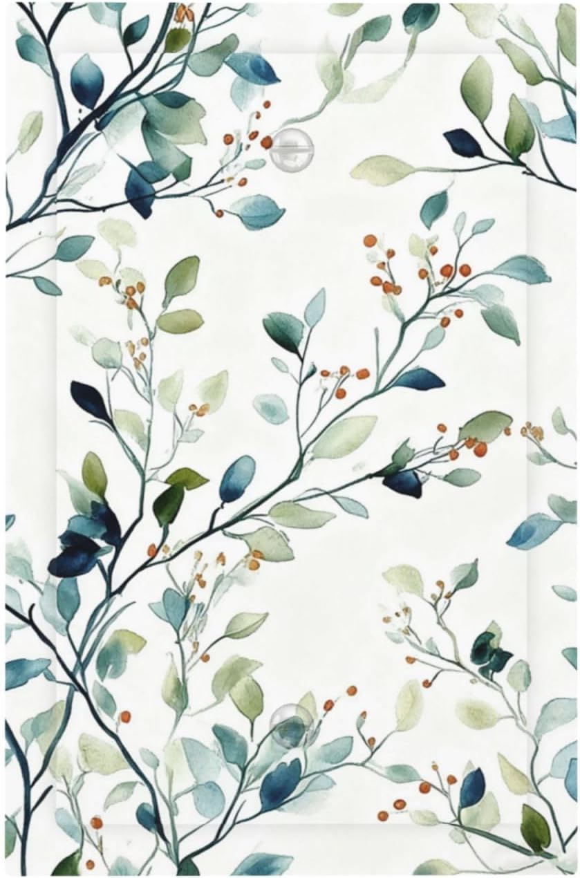 Decorative Light Switch Cover Plate Rustic Eucalyptus Leaf Geen Sage Leaves 1 Gang No Device Single Blank Outlet Covers Wall Plates for Electrical Outlets Faceplate for Bedroom Home Decor