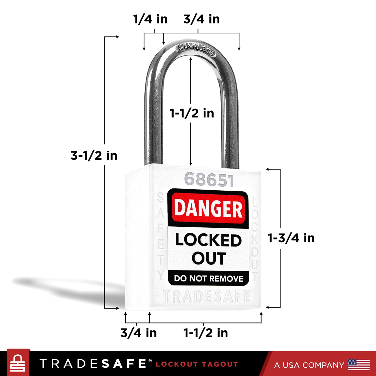 TRADESAFE Lockout Tagout Locks Set - 10 White Loto Locks, Keyed Different Lock Out Tag Out Padlocks, 2 Keys Per Lock, OSHA Compliant Lockout Locks