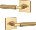 Asidrama 2 Pack Champagne Bronze Dummy Door Handles, Non-Turning Decorative Door Lever with Door Knobs for Closet, French Double Doors, Pantry & Interior Push/Pull Use 09