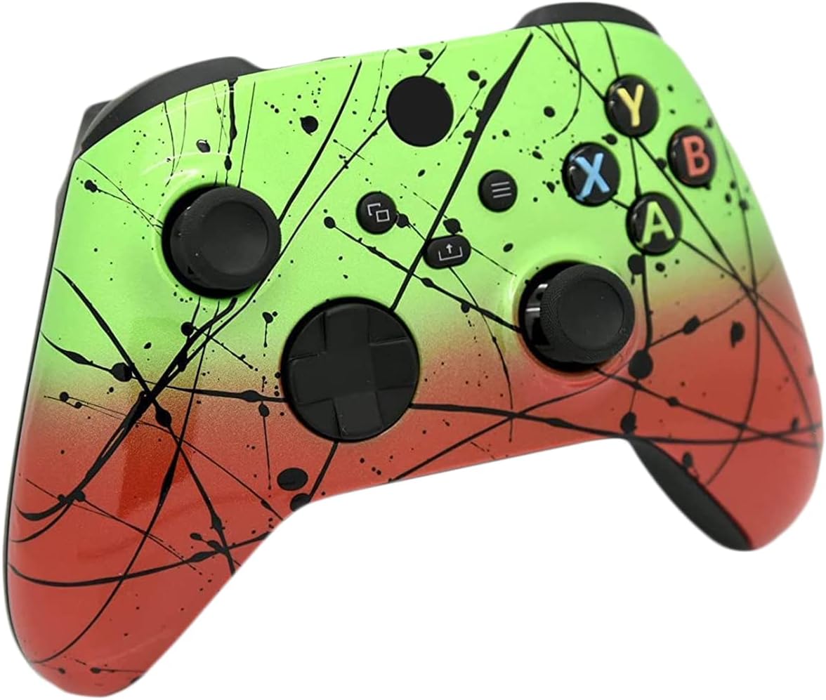 Hand Airbrushed Fade Custom Controller Compatible with Series X/S & One (Series X/S Green & Red)