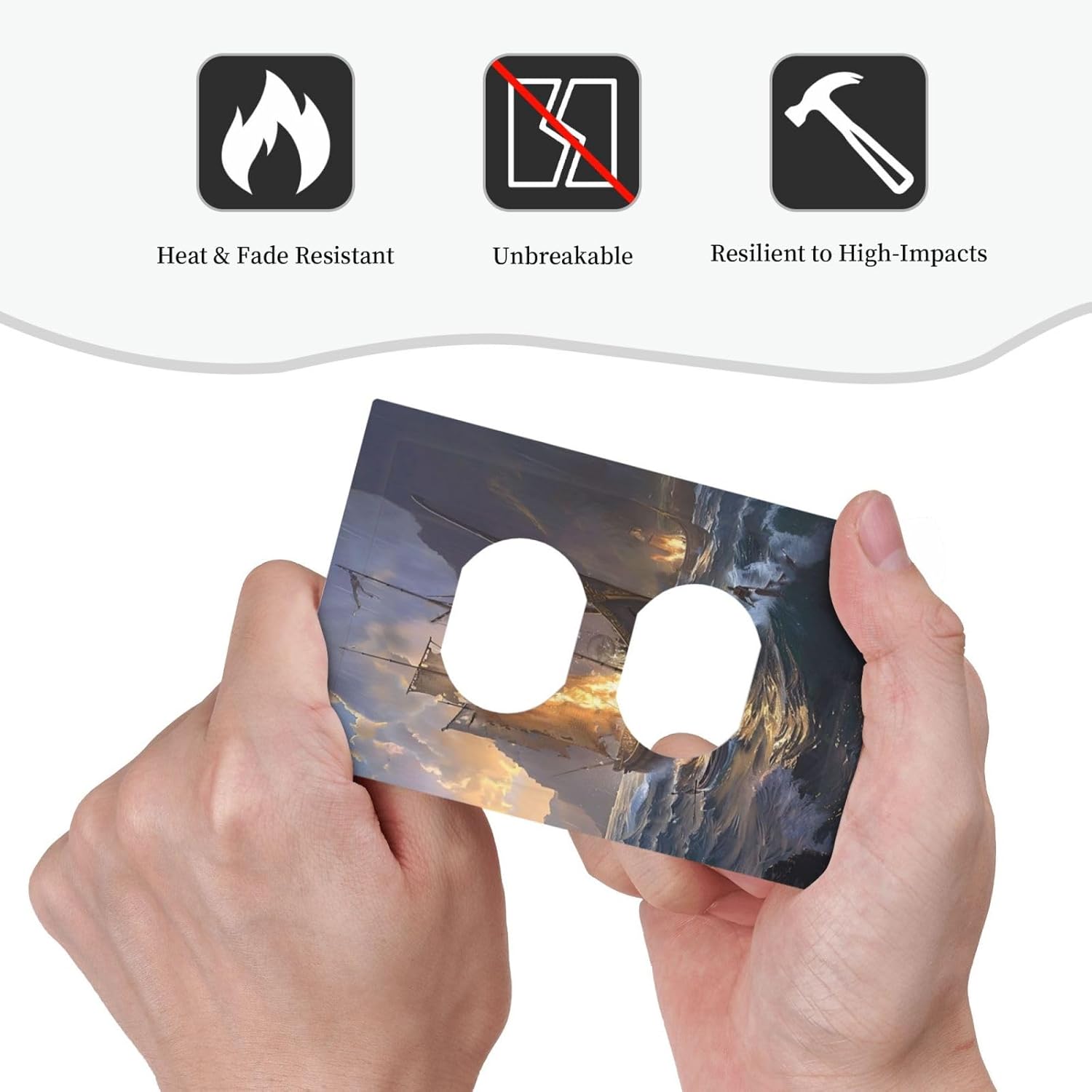 Outlet Covers Medieval Vintage Sailing Adventure Sailings Ocean Waves 1 Gang Duplex Light Switch Cover Plate Decorative Switch Plate Covers Electrical Socket Cover for Bedroom Cabin Decor
