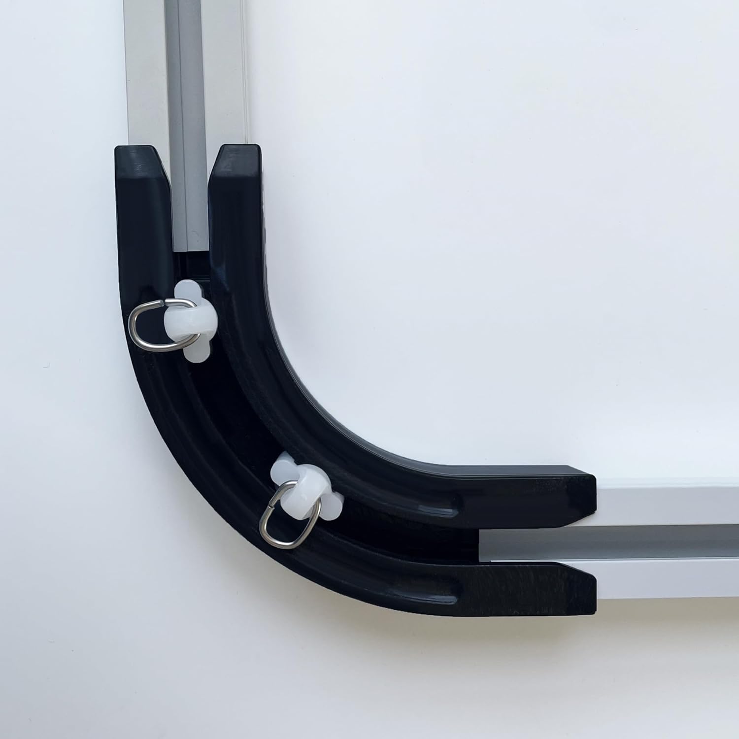 90° Curved Connectors for Track Curtains Ceiling Mount/Wall Mount, Ceiling Track for Curtains, Room Divider Curtains Tracks（Black 2PCS）.