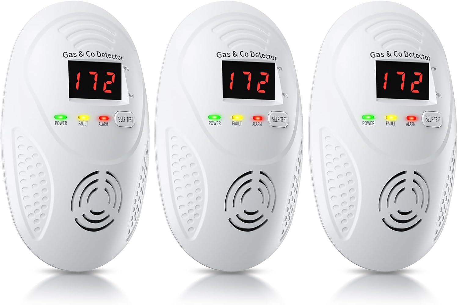 Carbon Monoxide Detectors and Natural Gas Detector, Carbon Monoxide Detectors Plug in, Gas Leak Detector with Dual Sensors - Natural, Propane, Co Leak Detection for Home, RV Essentials, White, 3Pcs