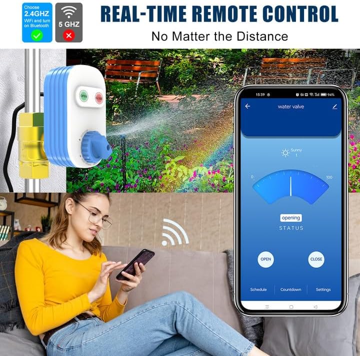 FRANKEVER DN20 Smart Water Valve, 3/4 Inch WiFi Water Timer for Garden Hose, Sprinkler Timer Auto Watering with Manual Button Control, Compatible with Alexa, Google