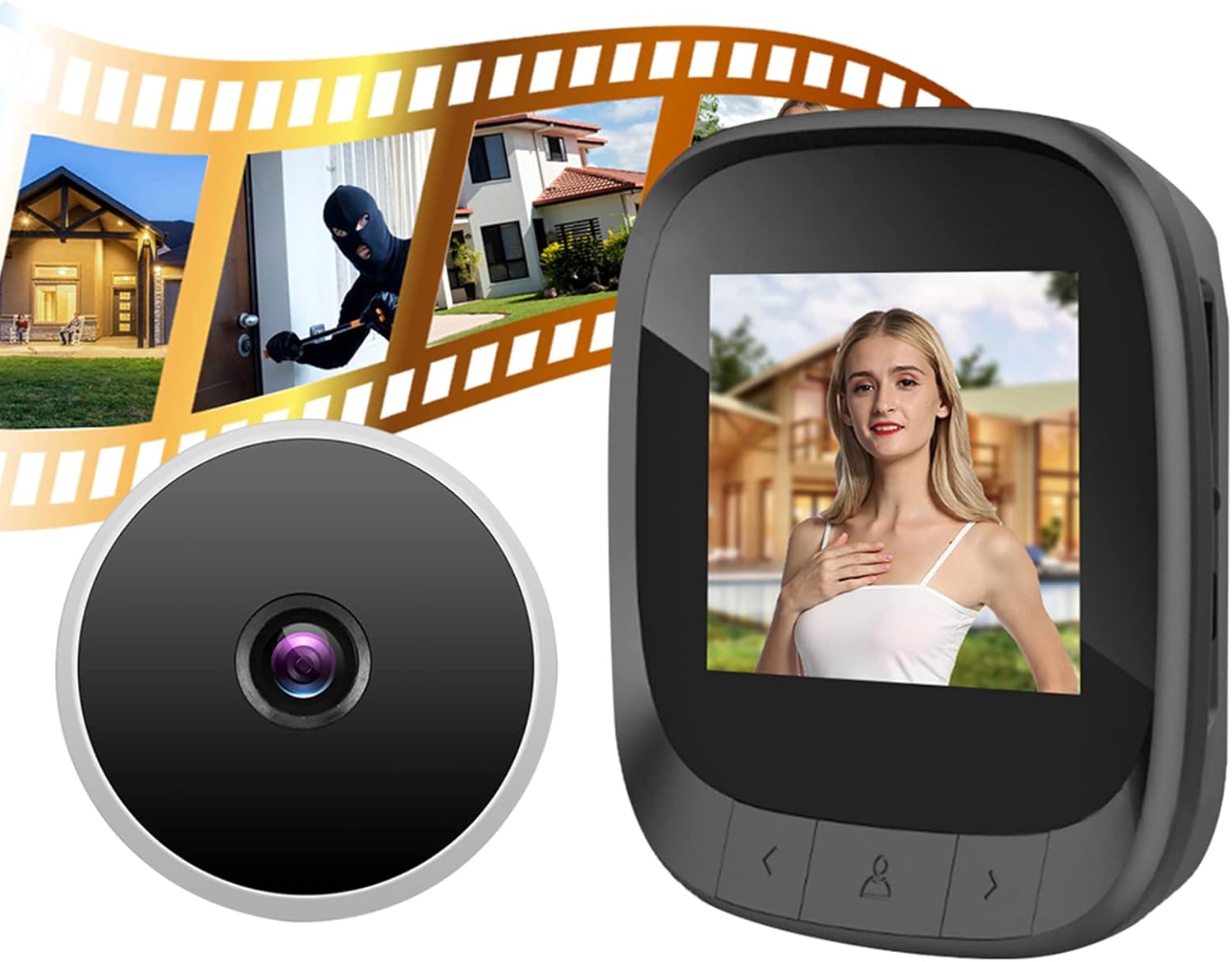 Digital Door Viewer, 2.4in Smart Visual Video Peephole WLAN Electronic Peephole viewer Security Eye Monitoring Camera with Infrared & HD LCD Screen 90° Wide Angle Support Recording/Snapshot