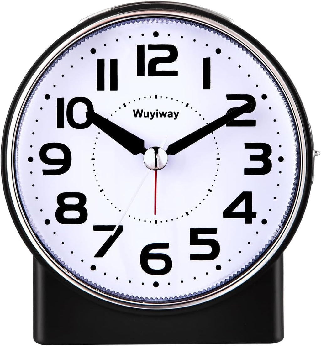 4.3" No Ticking Analog Alarm Clock,Silent Readable for Seniors,Easy to Set,Gradual Rise Alarm,Big Numbers,On/Off Switch on Side,Gentle Wake,Snooze Soft Backlight,Battery Operated