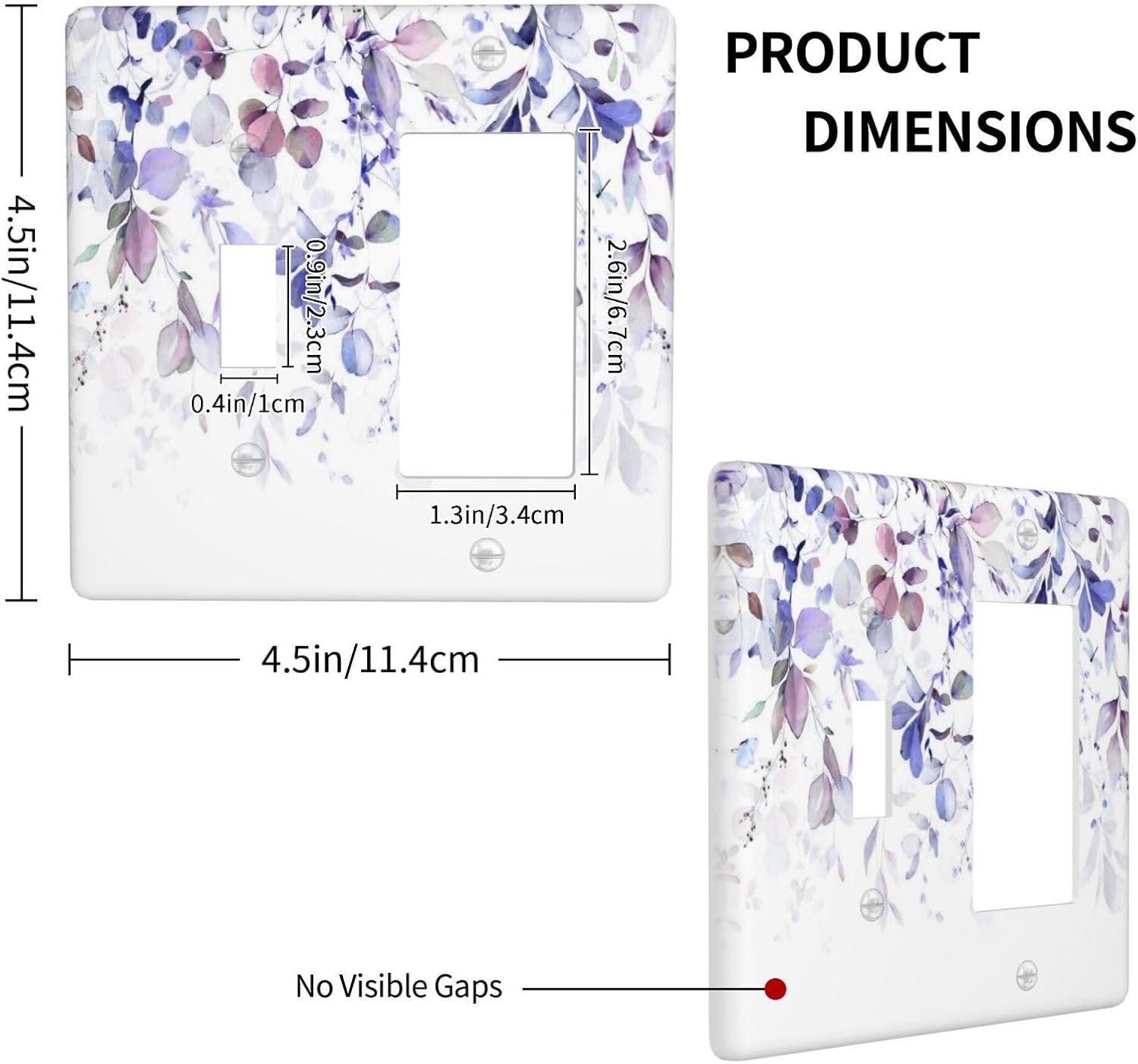 Purple Eucalyptus Watercolor Floral Rustic Leaf Outlet Covers 1 Toggle 1 Rocker Combination Decorative Wall Plate Electrical Switch Plates Light Switch Cover Plate for Farmhouse Home Decor