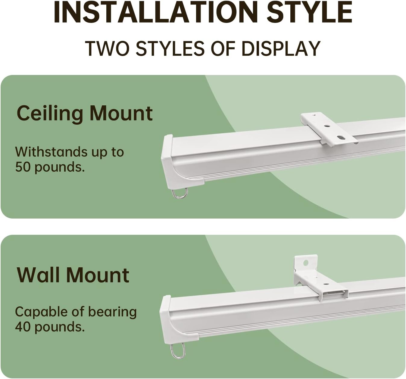 Curtain Tracks Ceiling Wall Mounted Heavy-Duty Curtains Rails Room Divider Curtain Track for Living Room Bedroom Room Shower Divider White 3 ft To 15 ft