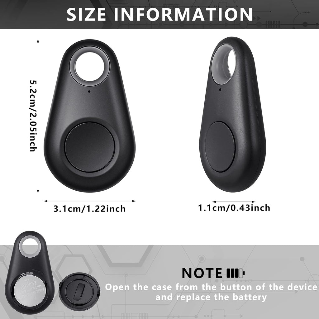Flutesan 8 Packs Portable GPS Tracking Mobile Tracking Anti Loss Smart Device Key Finder Locator GPS Tracker Device for Pets Dog Cat Wallet Keychain Luggage, Alarm Reminder(Black)