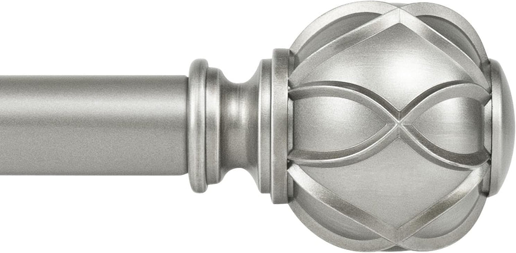 KAMANINA 1 Inch Curtain Rod Telescoping Single Drapery Rod 36 to 72 Inches (3-6 Feet), Antique Silver Curtain Rods for Windows 24 to 68 Inches, Netted Texture Finials