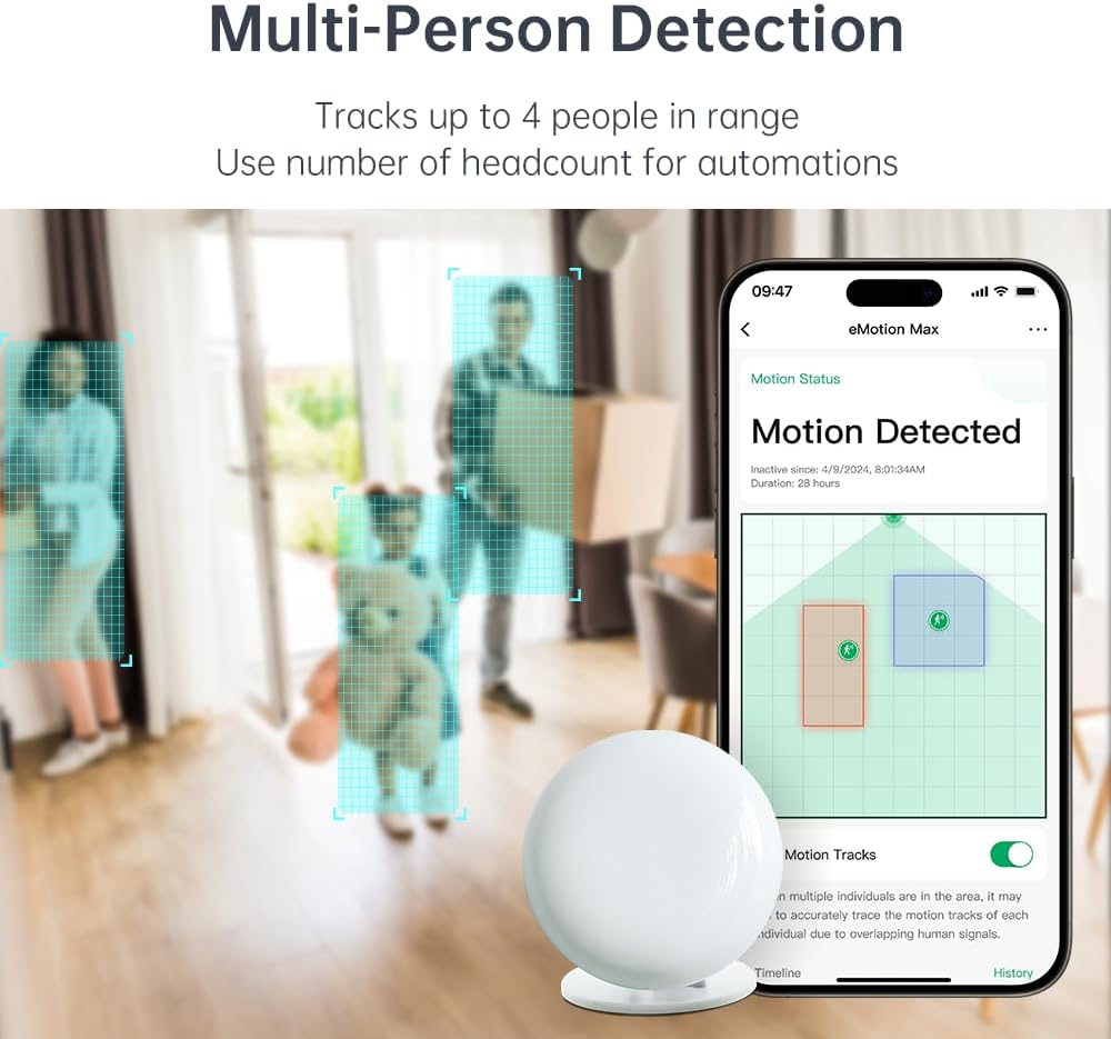 Emotion Max Presence Sensor, 60GHz mmWave Radar WiFi Smart Motion Sensor, IR Blaster, Light Sensor, Motion2MQTT Home Assistant, Compatible with Alexa and Google Home