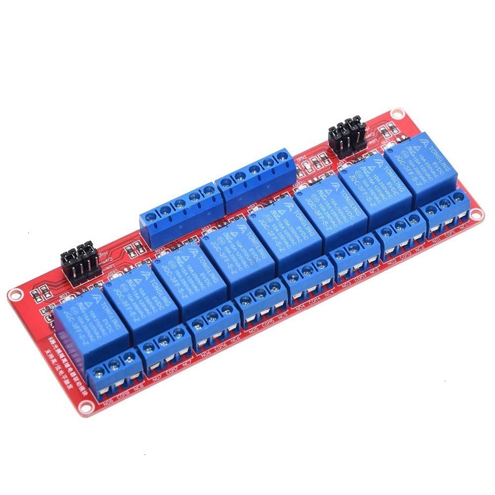 Relay Module with Optocoupler High/Low Level Trigger for Arduino (5, 5V Relay 8 Channel)