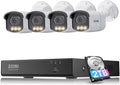 ZOSI 4K 8MP 8CH PoE Security Camera System, 4pcs 3K 5MP C186 Aurora Lux True Full Color Night Vision Outdoor Indoor PoE Wired Cameras, Person/Vehicle Alerts, Light & Siren, Two-Way Talk, with 2TB HDD