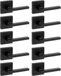 Kwikset Halifax Interior Privacy Door Handle with Lock, Door Lever for Bathroom and Bedroom, Matte Black, Reversible Keyless Turn Lock, with Microban Protection, 10 Pack