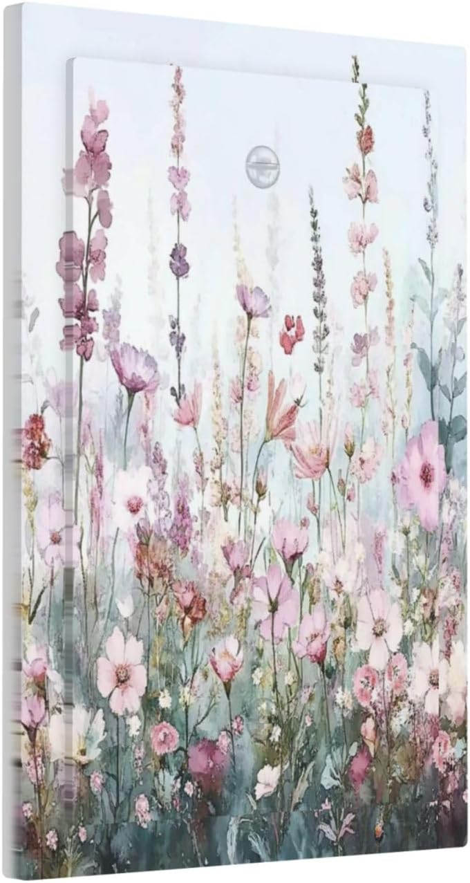 Pink Floral Watercolor Botanical Wildflowers Light Switch Cover Plate 1 Gang No Device Blank Electrical Wall Plates Faceplate Decorative Switch Plate For Bed Room Living Room Decor