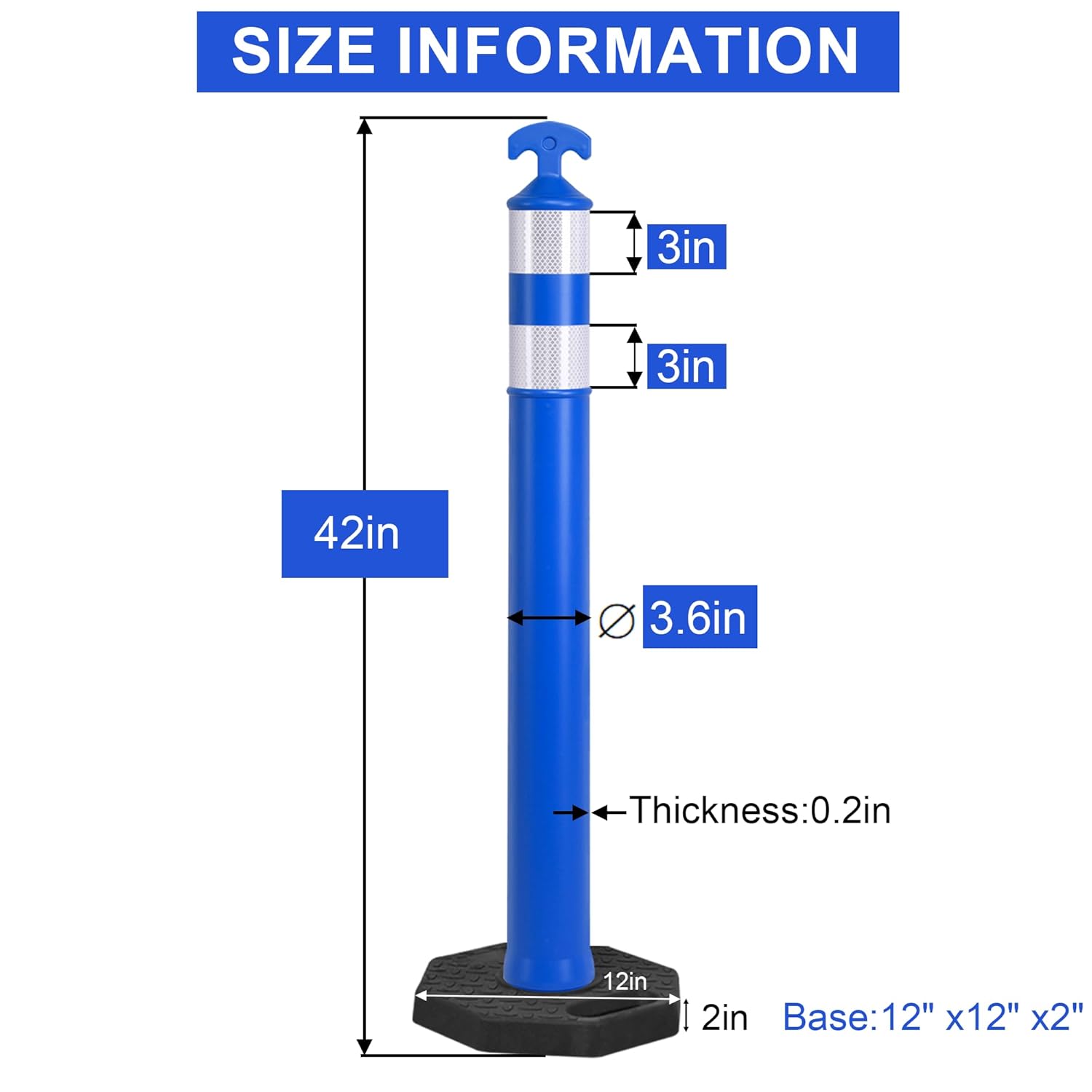 OrangeStar 9-Pack 42" Traffic Delineator Post Cones with Heavy Duty Rubber Base, Blue Safety Cones for Road, Parking Lot, Warehouse, Construction Zone Safety