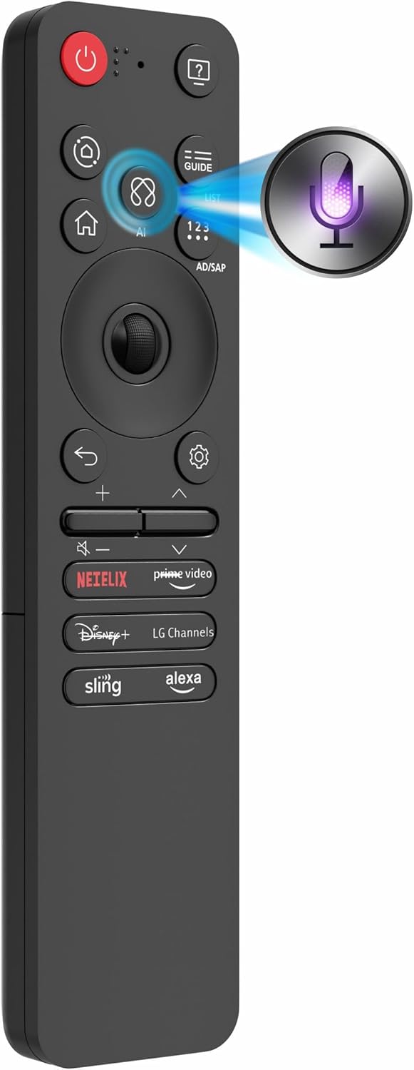 Alizen Magic AI Compatible with LG Magic Remote MR25GA 2025, for LG TV Remote replacment, AI, Pointer, Alexa Voice, Bluetooth, MR25GN, AKB76046603, C5, B5, G5, M5 Series