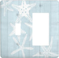 Beach Starfish Vintage Wood Rustic Country Ocean Outlet Covers 1 Toggle 1 Rocker Combination Decorative Wall Plate Electrical Switch Plates Light Switch Cover Plate for Farmhouse Kids Room Decor