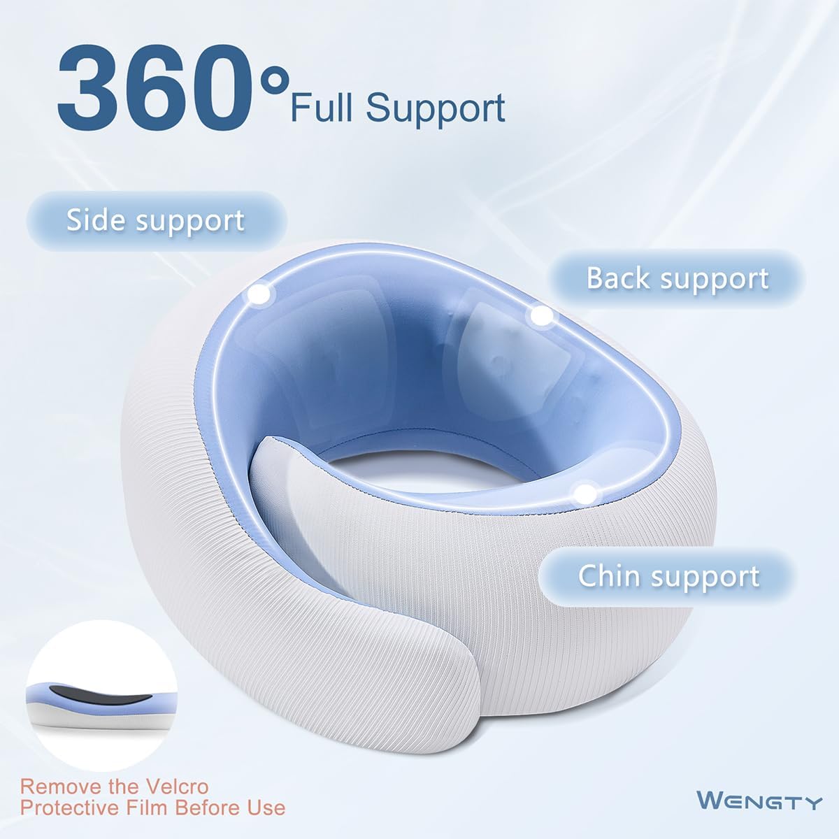 Neck Pillow for Traveling,Travel Neck Pillow for Airplanes,Cooling Fabric&100% Pure Memory Foam,Neck Pain Relief,Ergonomic Support for Long Flight (Lakeblue, Standard Size-(Broad Fit))