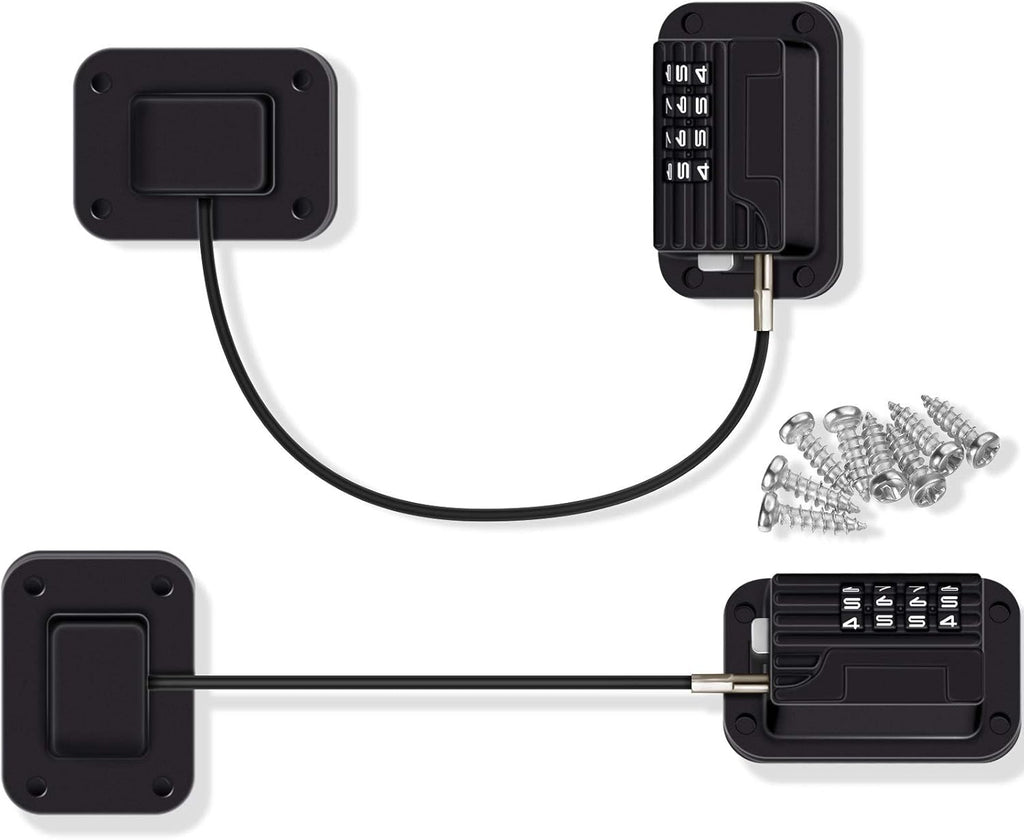 Jetec 2 Pieces Refrigerator Lock 4 Number Coded Freezer Lock Adhesive Fridge Door Combination Safety Lockstitch for Refrigerators Freezers File Cabinets Drawer Refrigerator Door(Black)