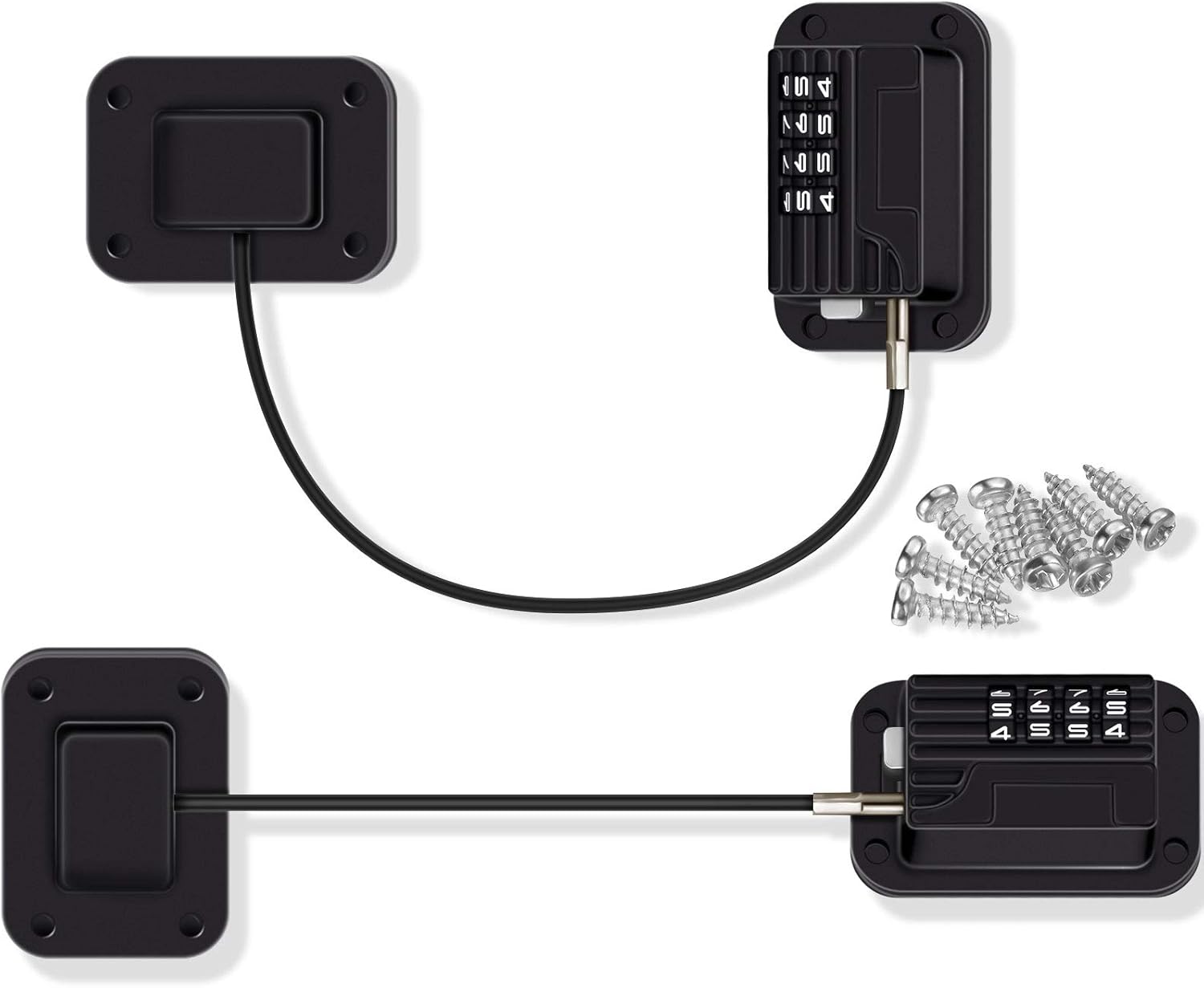 Jetec 2 Pieces Refrigerator Lock 4 Number Coded Freezer Lock Adhesive Fridge Door Combination Safety Lockstitch for Refrigerators Freezers File Cabinets Drawer Refrigerator Door(Black)