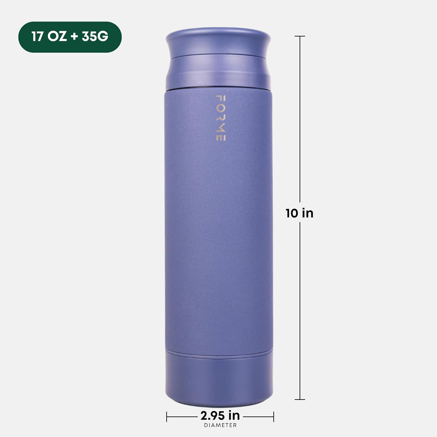 FORME - Blender Shaker Bottle, Leakproof Double Insulated Stainless Steel, Noiseless Shaker Bottle for Hot & Cold Drinks with Supplement Storage, Ideal for Protein & Shakes (Slate Blue, 16.9 ounces)