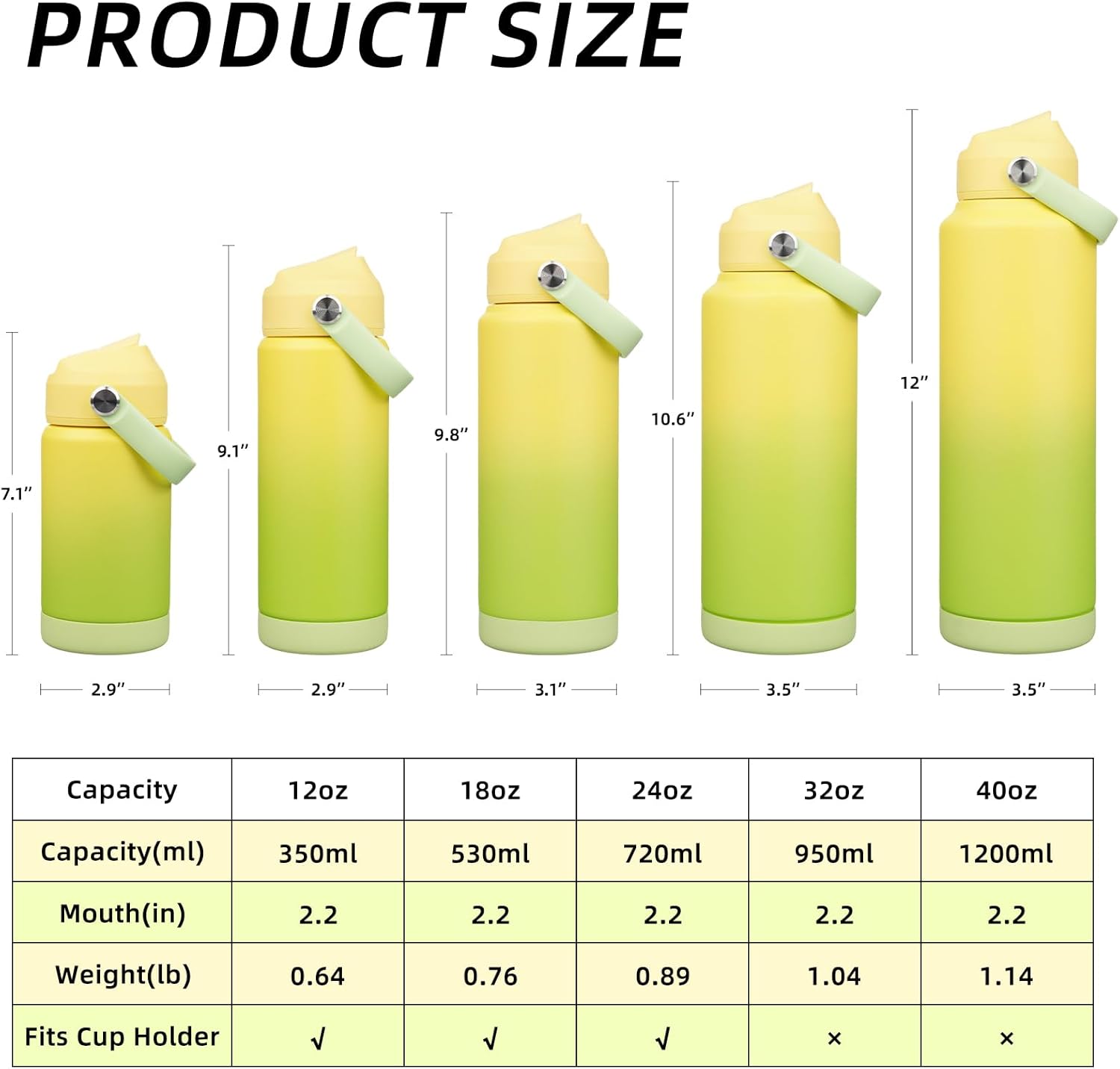 BJPKPK Water Bottle with Straw Lid, 24oz Vacuum Insulated Water Bottles, Metal Stainless Steel Thermo for Sports, Travel, BPA Free Leak Proof Thermo, Cups, Flasks, Tumblers,Fresh Green