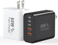 USB C Fast Charger Block, 60W 5-Port USB C Wall Charging Blocks, Type C Charger Fast Charging Brick, 3USB C+2USB A PD&QC3.0 Multiport Charger Plug for iPhone 17/16/15/14/13 Pro Max, Pad, White+Black