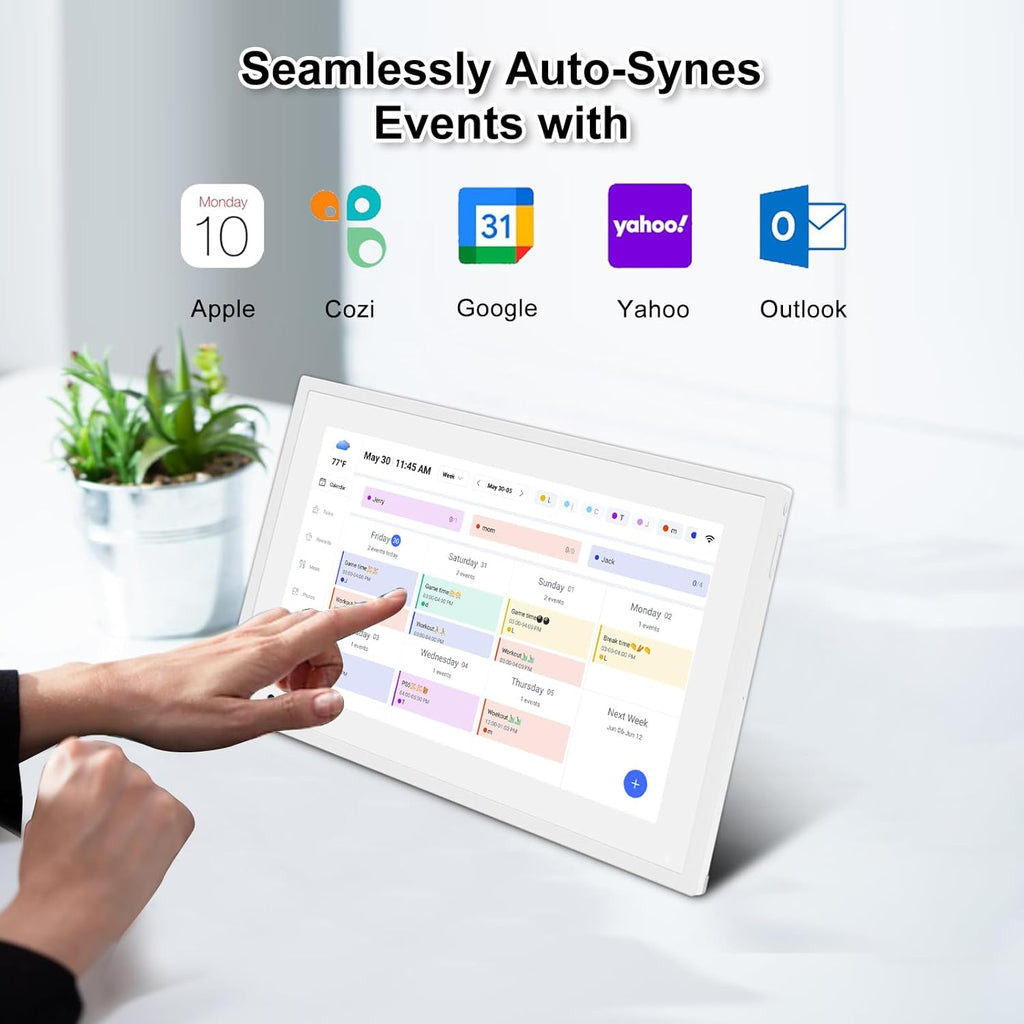 SSA 10.1" Smart Digital Calendar Family Hub | Touchscreen Display,Customizable Chore & Meal Planner, Grocery List, Schedule Planner Sync with Phone App, Ideal for Parents