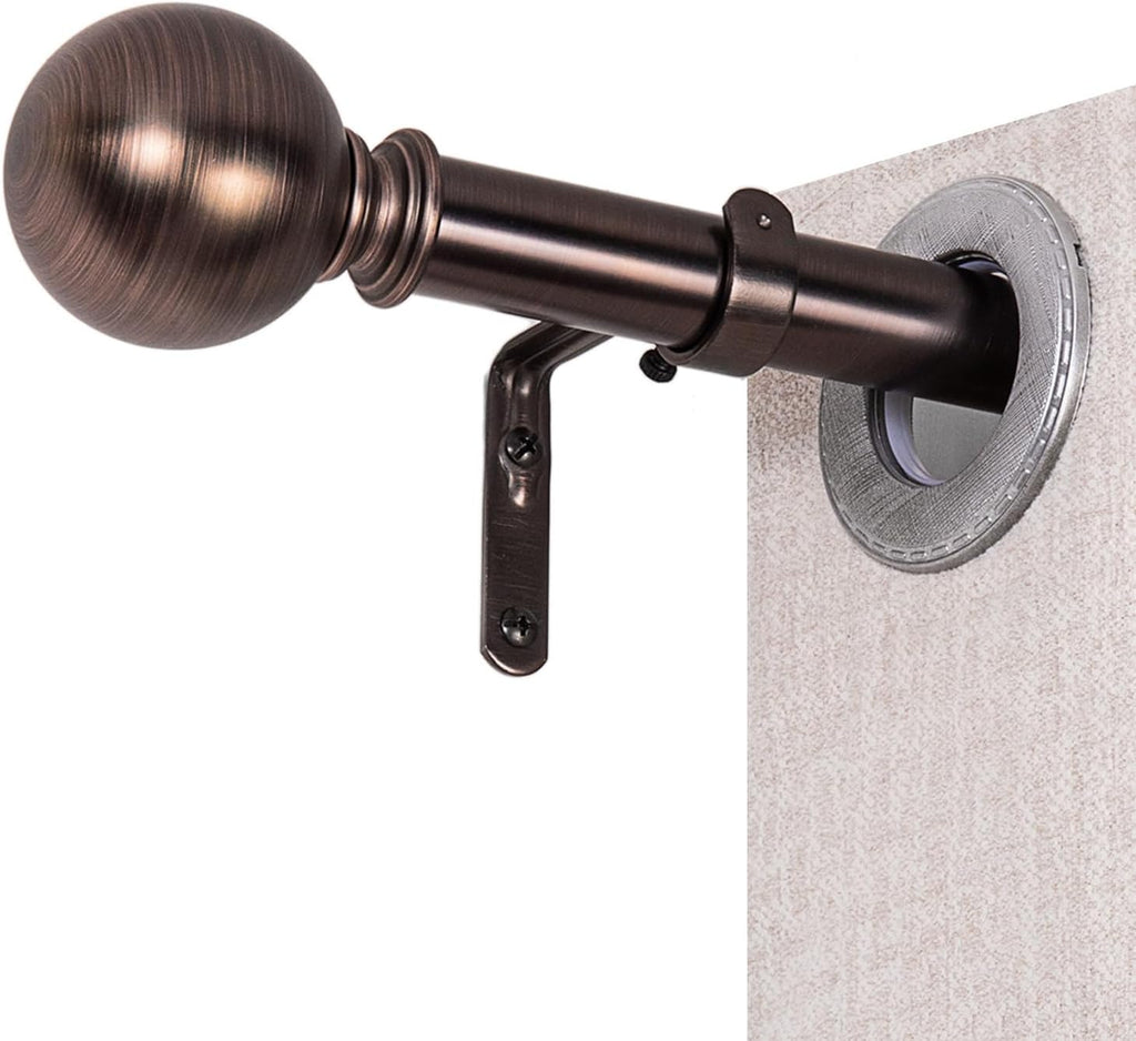 Curtain Rods for Windows 18 to 88 inches, 1 Inch Modern Metal Drapery Rods, Adjustable Heavy Duty Curtain Pole with Round Finials(18"-88"Dark Red)